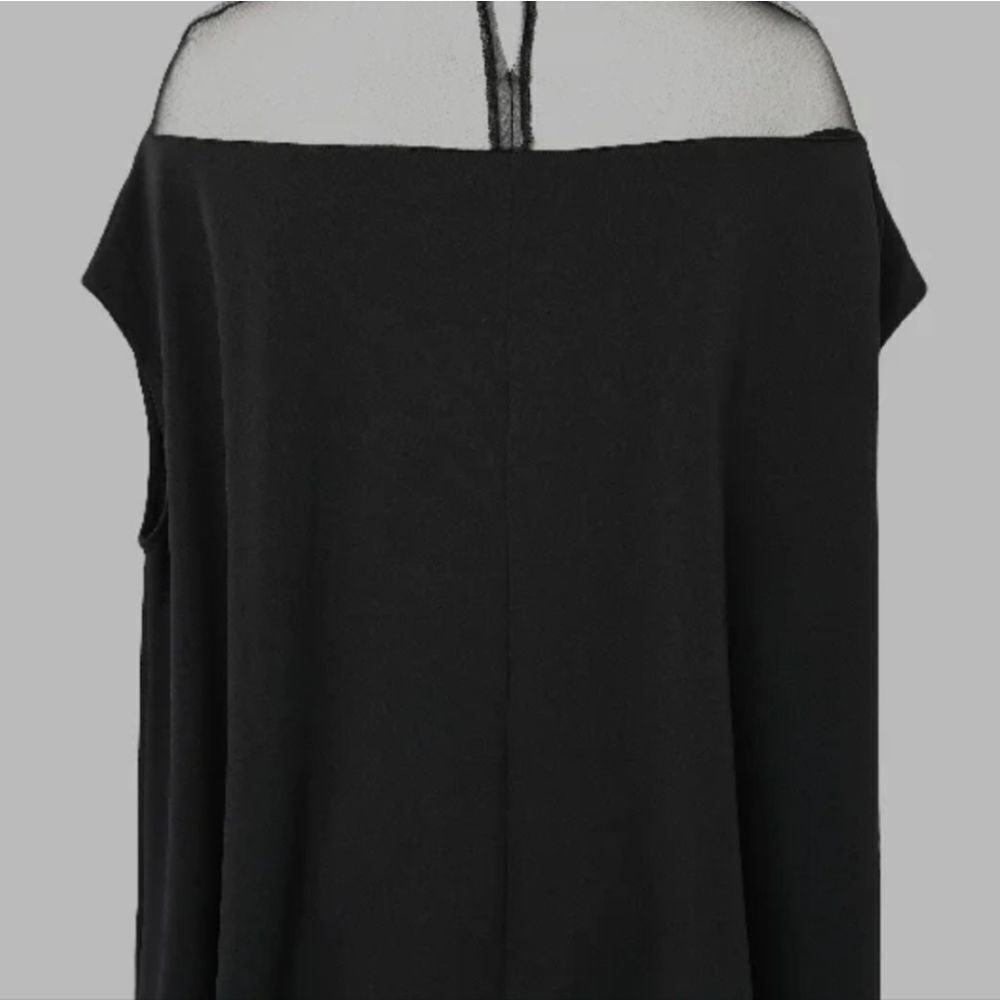 BLACK TUNIC TOP WITH BATWING SLEEVES AND SHEER TOP - Picture 4 of 14
